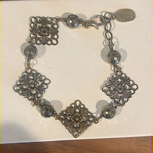 Silver-tone, beaded bracelet